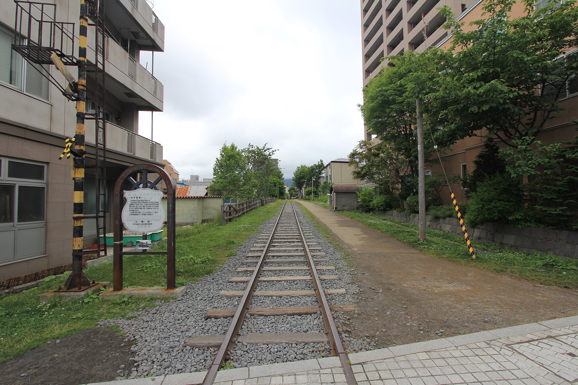 旧手宮線跡の線路と歩道のイメージ